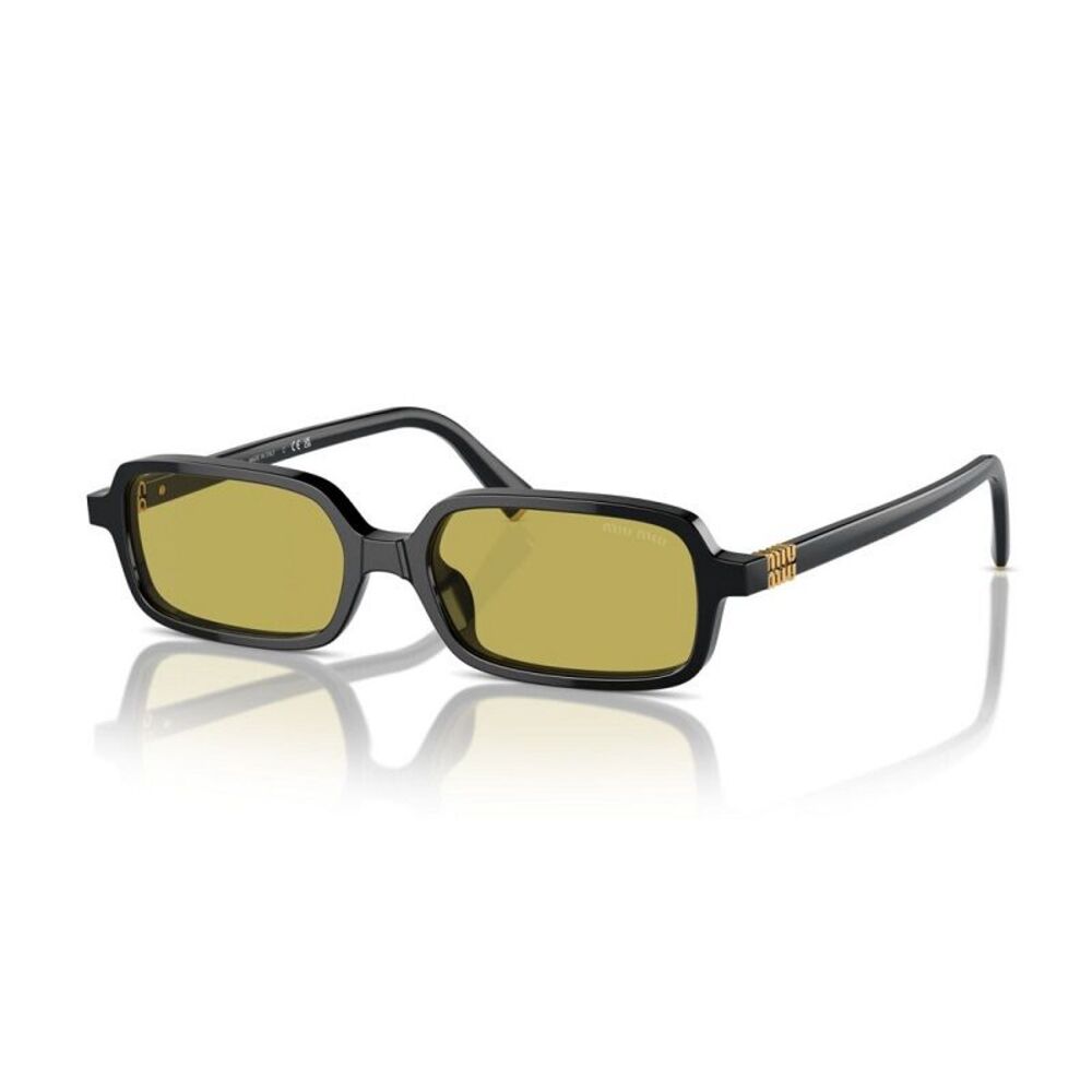 Miu Miu Sunglasses Rectangle Full Rim, Black Frame and Olive Green Lens
